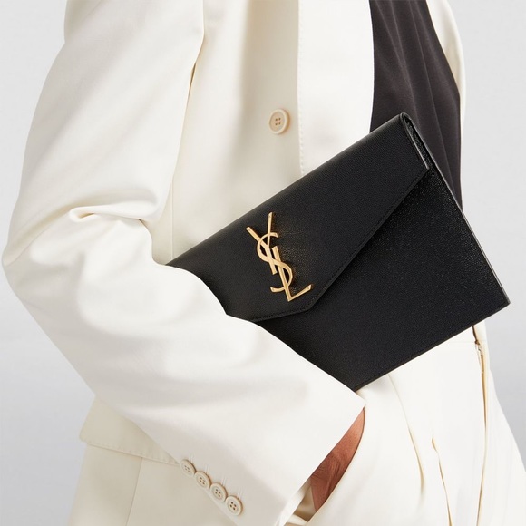 NEW!!! YSL Saint Laurent Uptown YSL Monogram Grain in Grained Pourde Nero Black - Picture 7 of 16